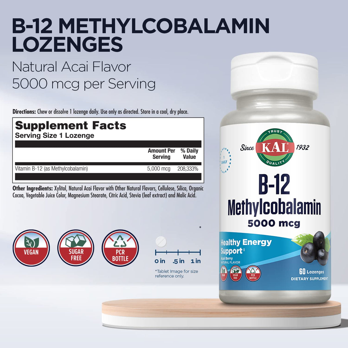 Comprimé KAL B12 Methylcobalamine avec arôme d'açaï