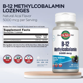 Comprimé KAL B12 Methylcobalamine avec arôme d'açaï