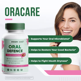Comprimé Oracare fondant sur une surface blanche