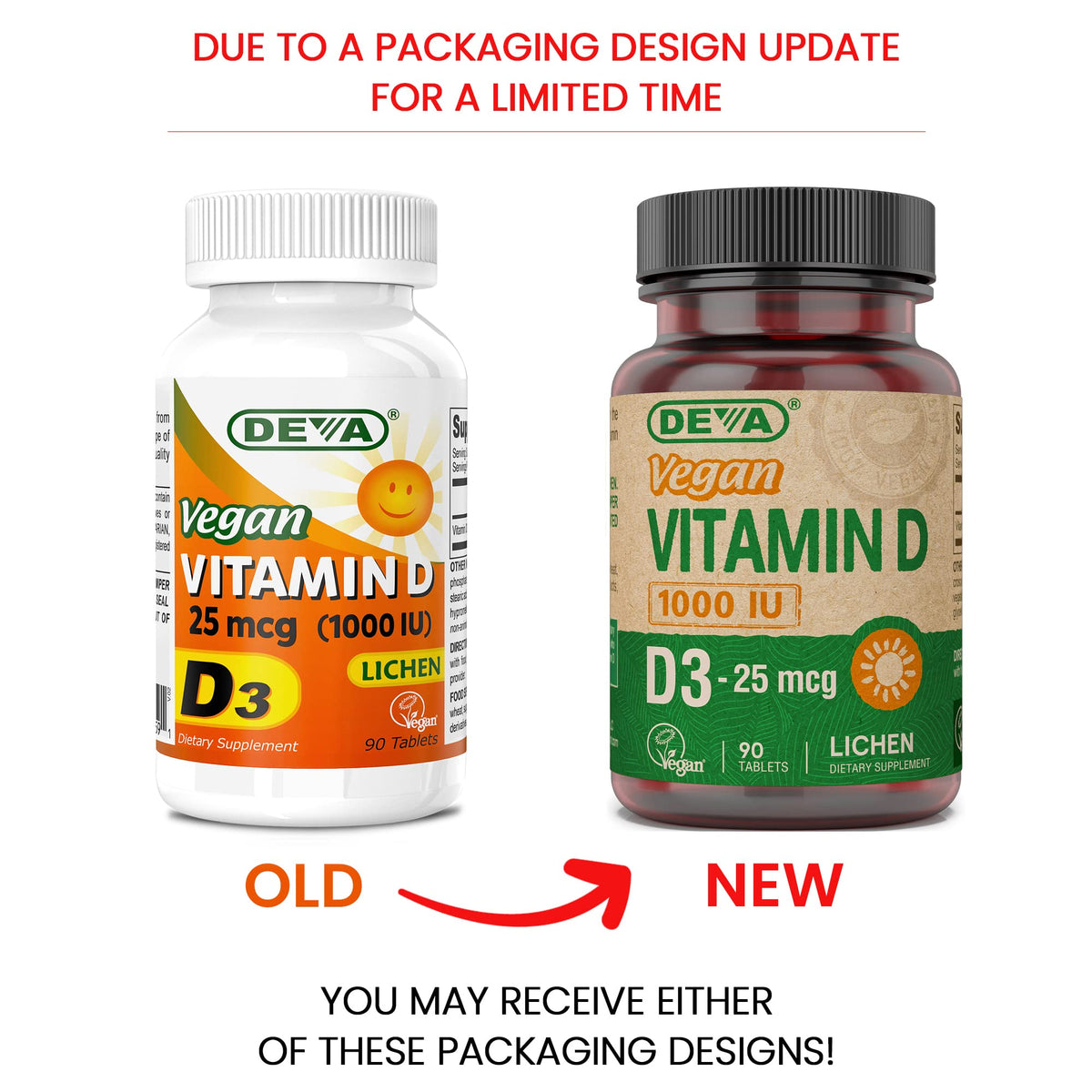 Comprimé végétal de DEVA Vitamine D3 1000 IU