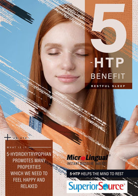 Comprimés 5-HTP 50 mg sur un fond blanc