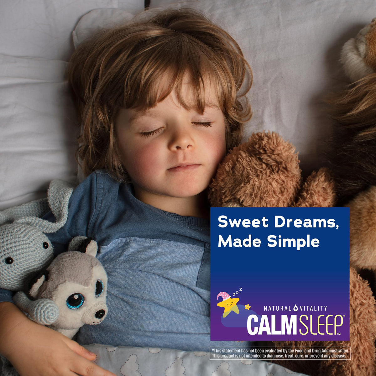 Comprimés à croquer Natural Vitality Kids Calm Sleep 1mg avec un verre d'eau