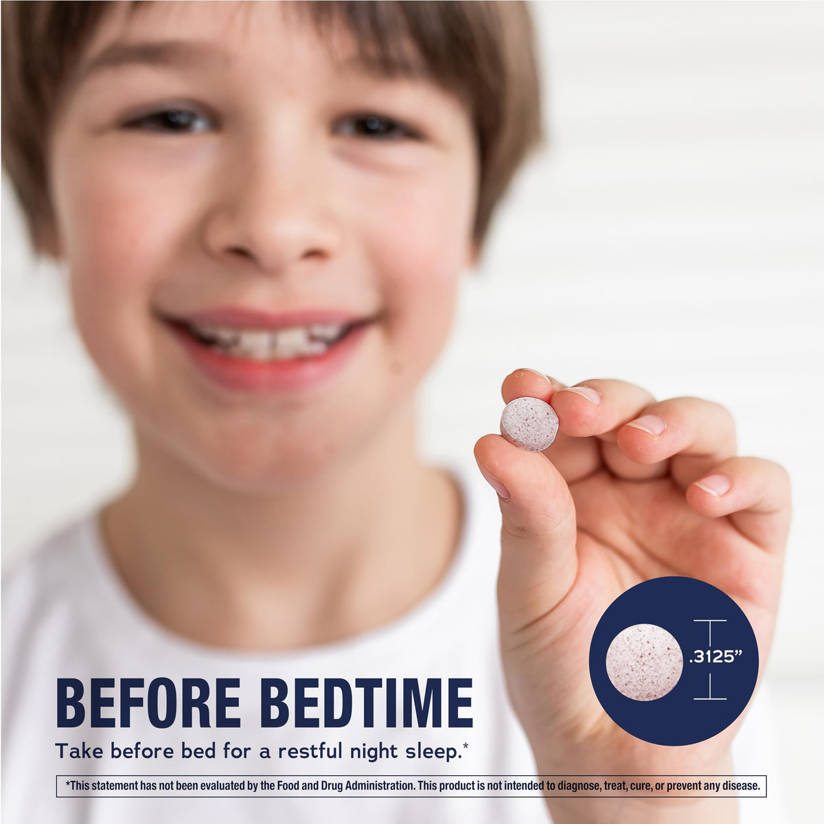 Comprimés à croquer Natural Vitality Kids Calm Sleep 1mg de près