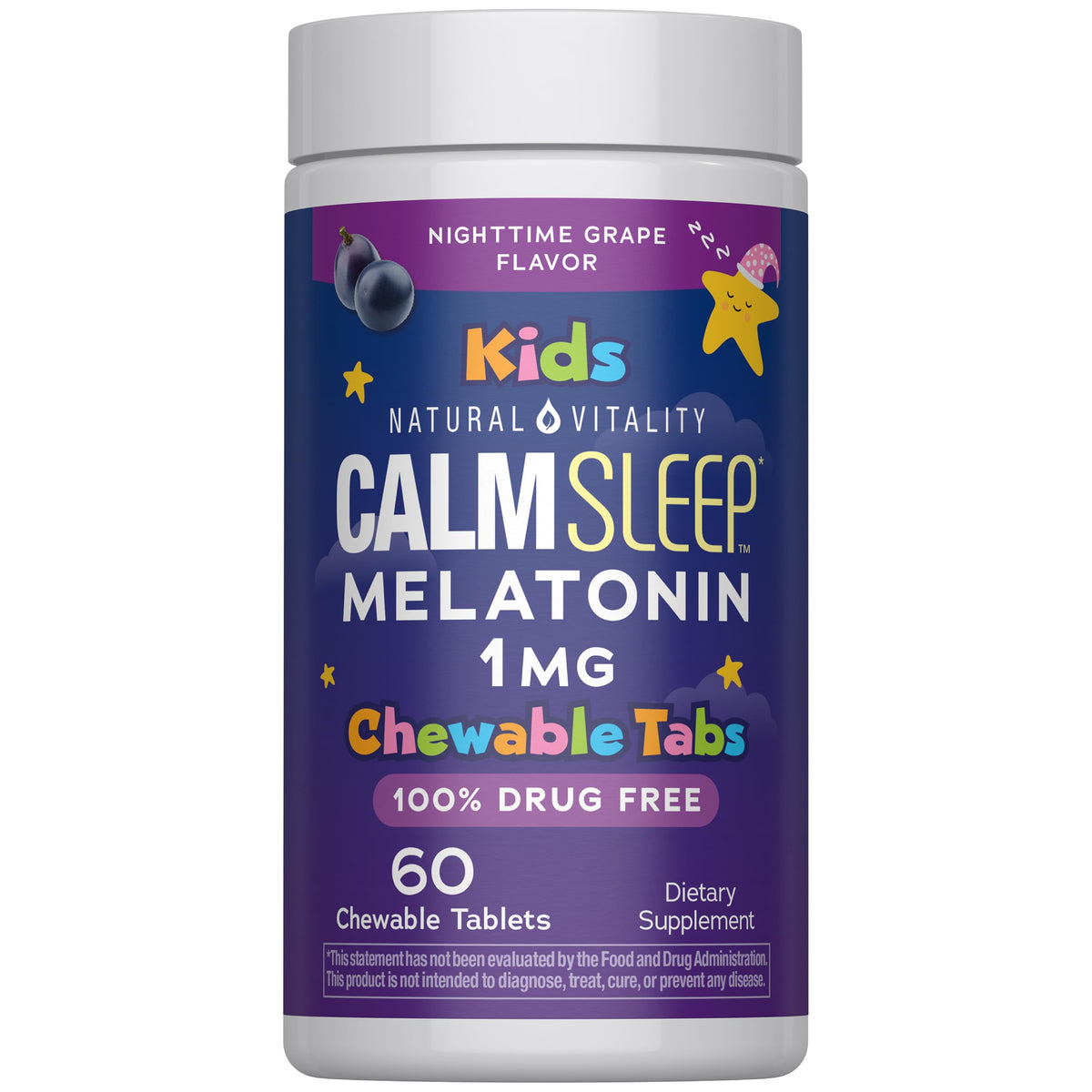 Comprimés à croquer Natural Vitality Kids Calm Sleep 1mg emballage avant