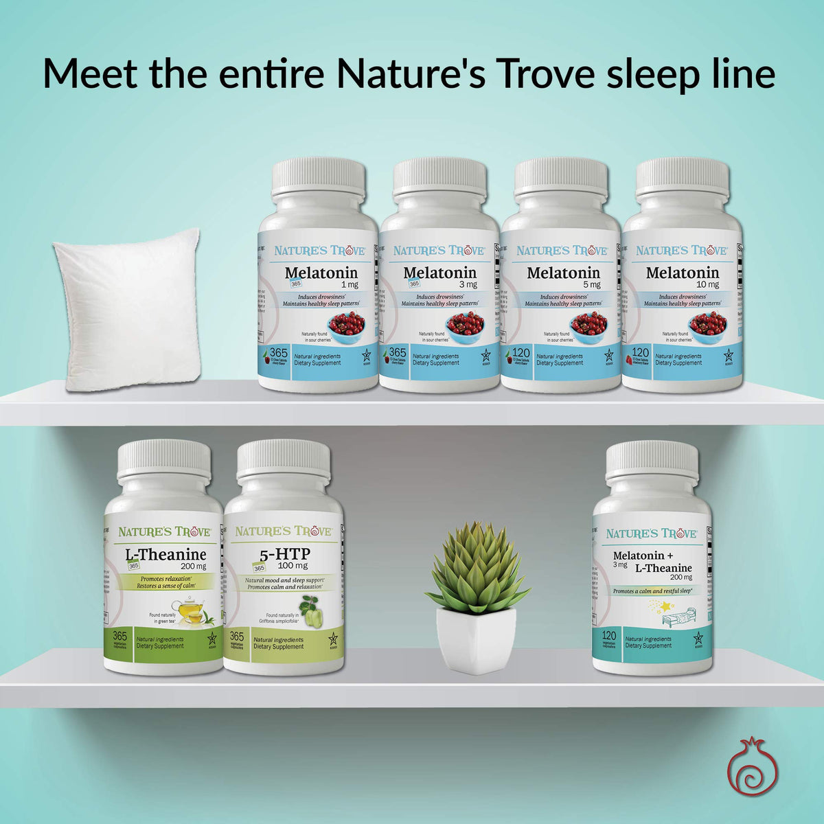 Comprimés à croquer Nature's Trove Mélatonine 1mg cerise sur une surface en bois