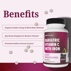 Comprimés à mâcher BioSchwartz Vitamine C avec Fer sur une table
