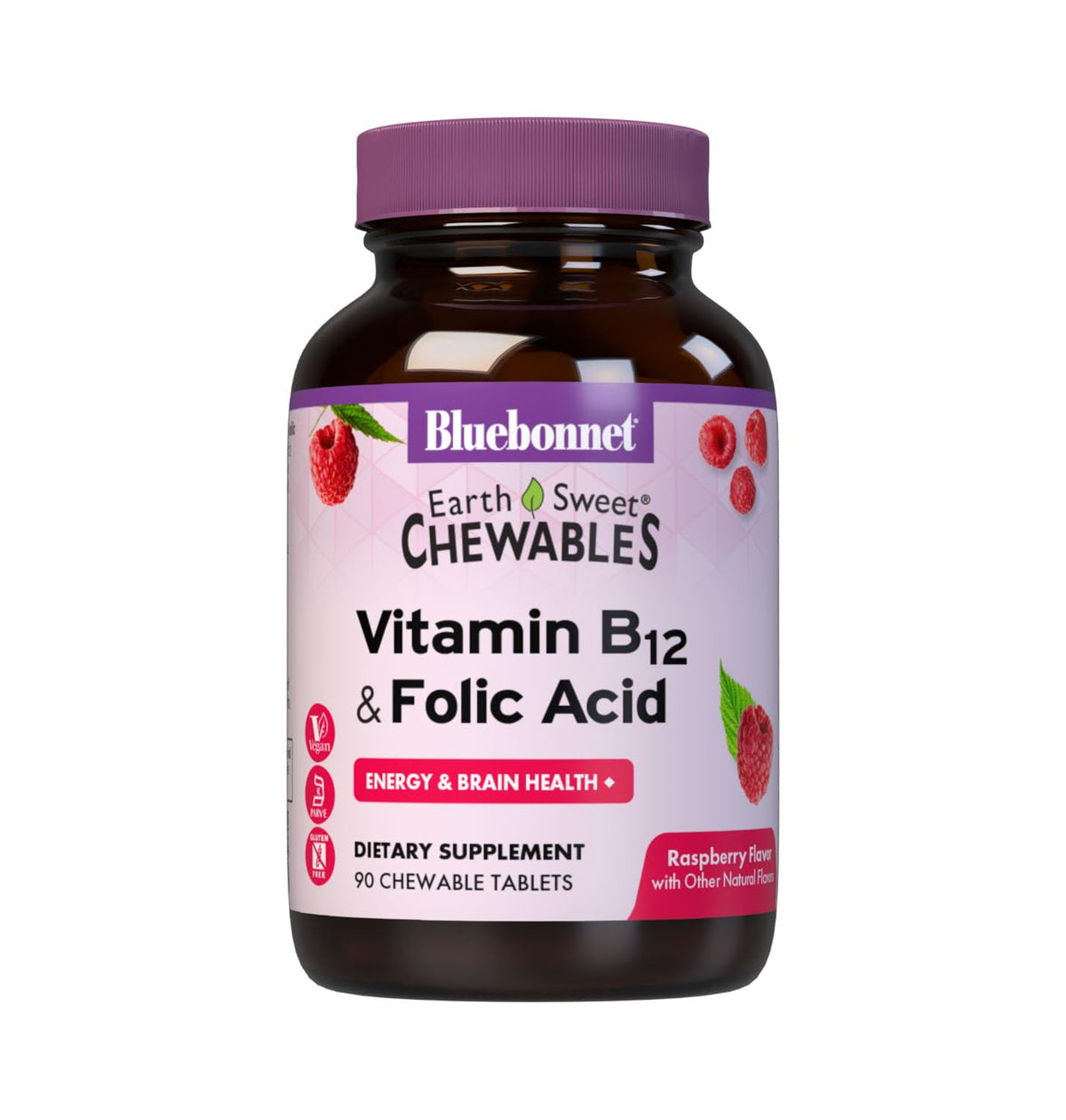Comprimés à mâcher BlueBonnet Vitamine B12 et Acide Folique saveur framboise