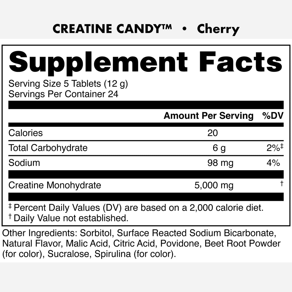 Comprimés à mâcher Bucked Up Creatine Candy Cerise en gros plan