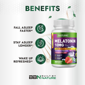 Comprimés à mâcher Built by Nature Melatonine 10 mg avec saveur de fraise