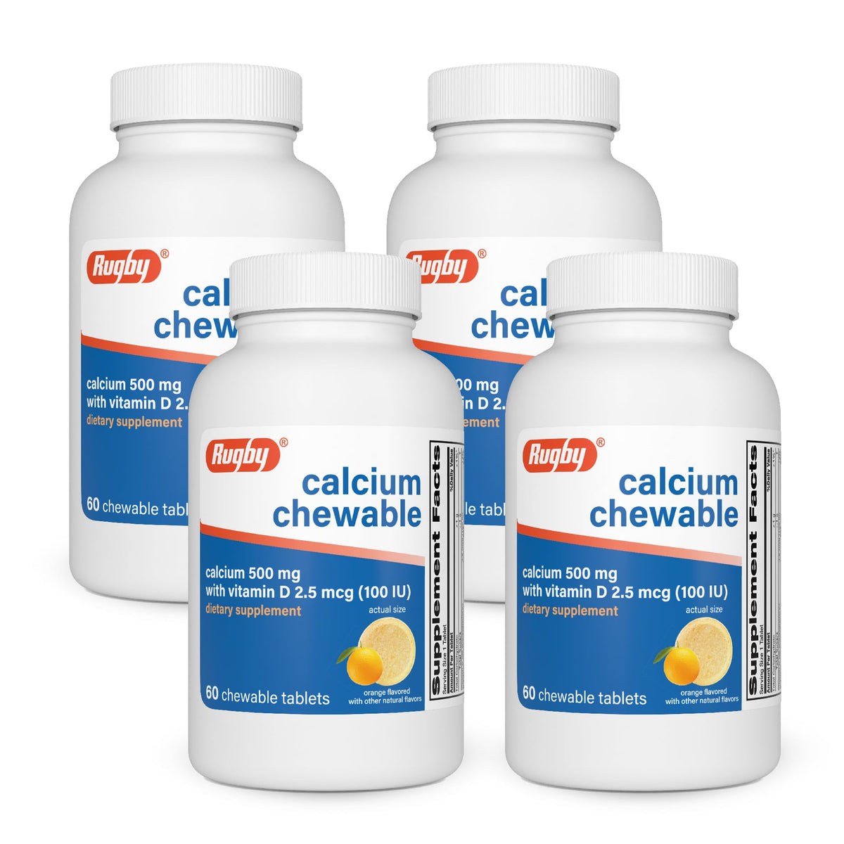 Comprimés à mâcher Calcium 500mg RUGBY LABORATORIES vue avant