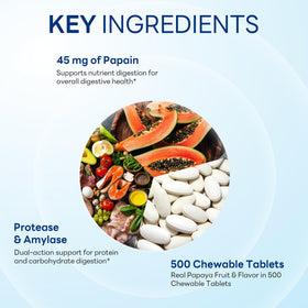 Comprimés à mâcher d'enzymes de papaye Vitamin World avec une cuillère
