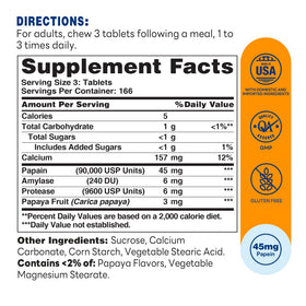 Comprimés à mâcher d'enzymes de papaye Vitamin World, vue de côté