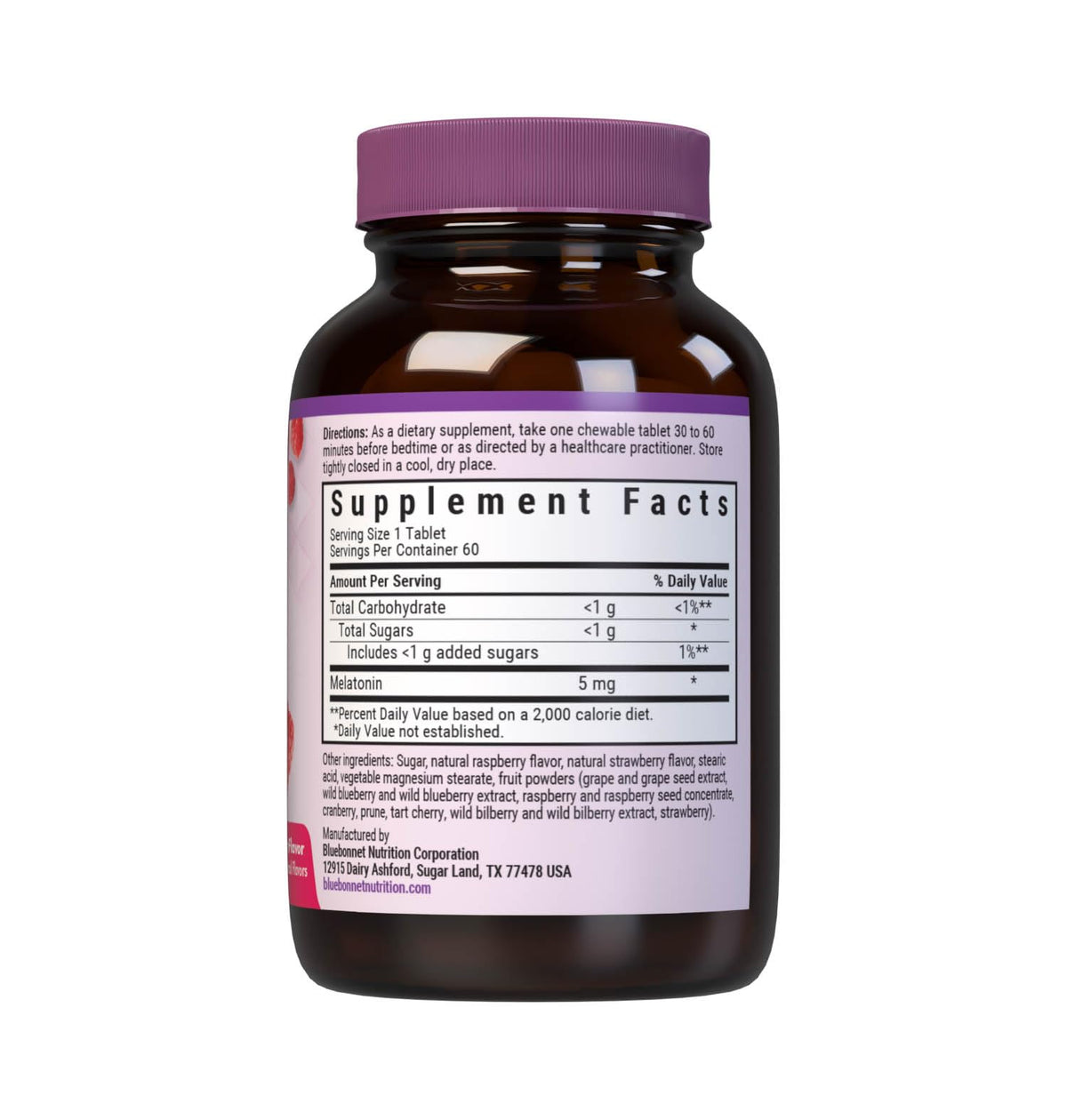 Comprimés à mâcher de Melatonine 5 mg BlueBonnet, vue de côté