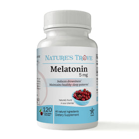 Comprimés à mâcher de mélatonine 5mg Nature's Trove saveur cerise vue de face