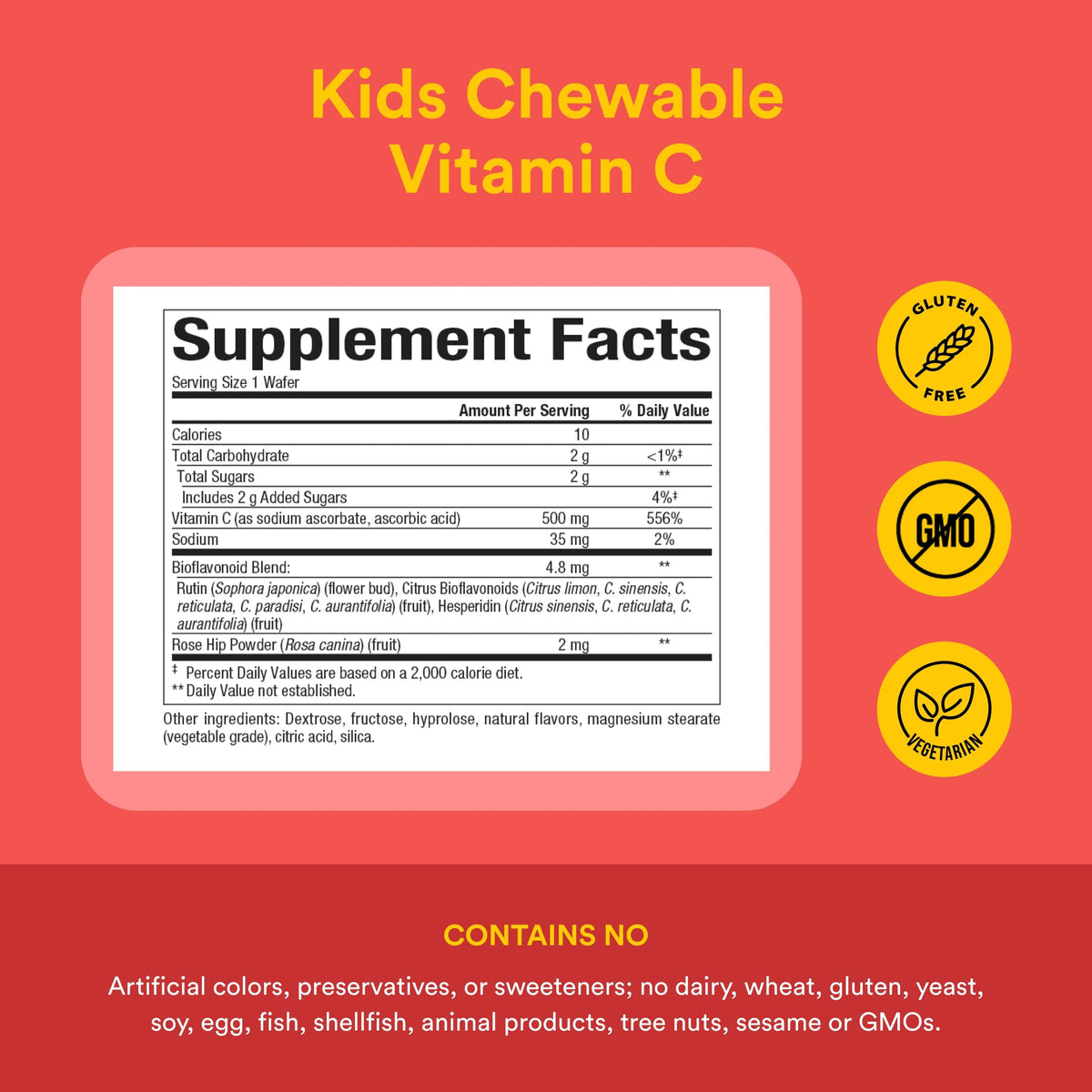 Comprimés à mâcher de vitamine C Natural Factors, vue de côté