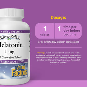 Comprimés à mâcher Melatonine 1 mg Natural Factors, vue de près