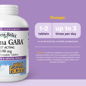 Comprimés à mâcher Natural Factors GABA sur une table