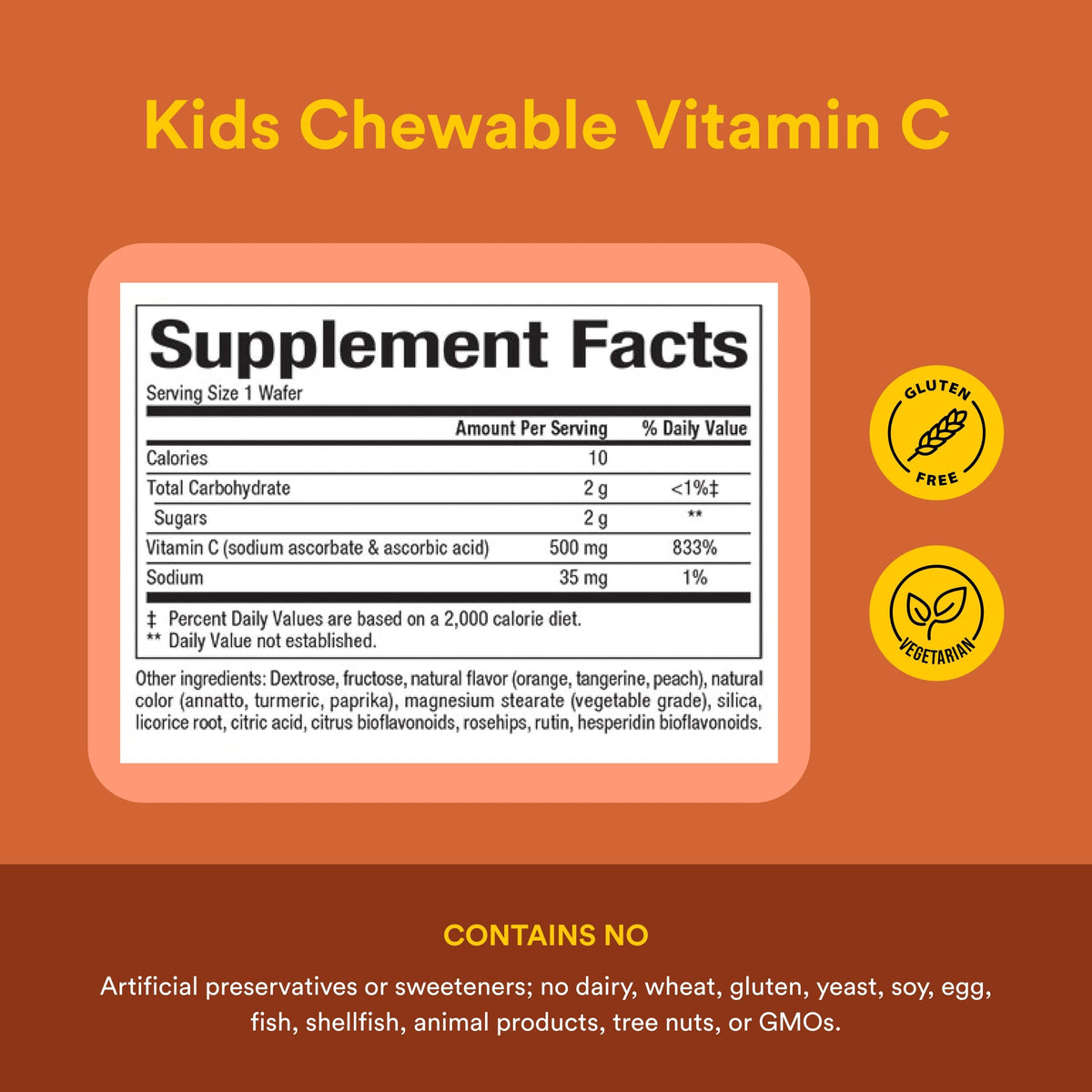 Comprimés à mâcher Natural Factors Vitamine C dans une main