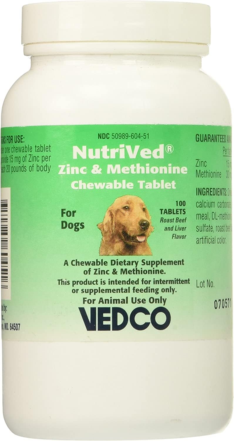 Comprimés à mâcher NutriVed Zinc & Méthionine pour chiens, 100 unités