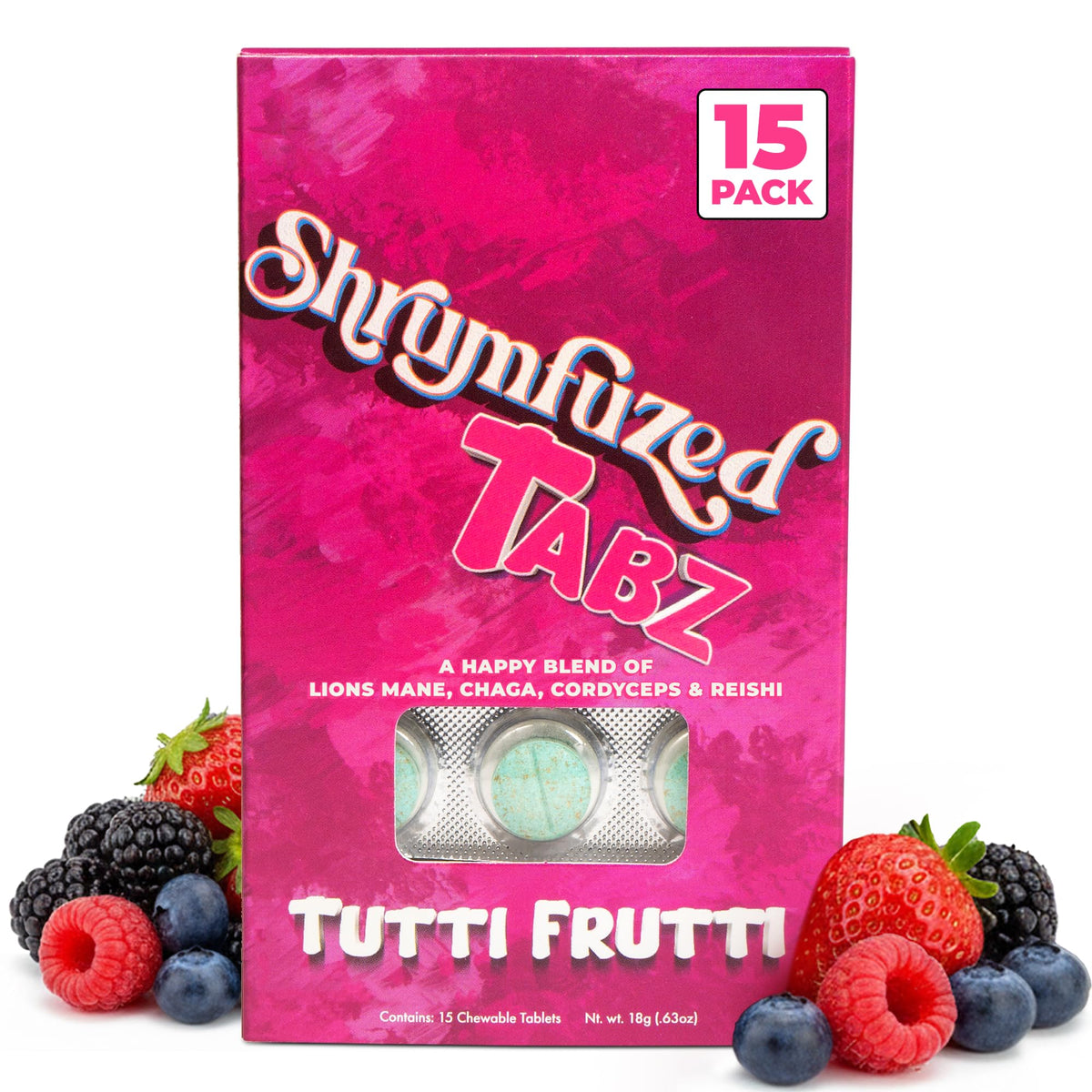 Comprimés à mâcher Shrumfuzed Tutti Frutti vue de face