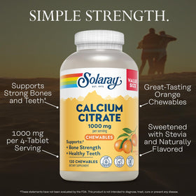Comprimés à mâcher SOLARAY Calcium Citrate 1000mg avec des fruits frais