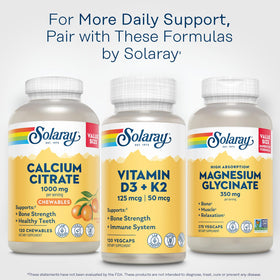 Comprimés à mâcher SOLARAY Calcium Citrate 1000mg sur une table en bois