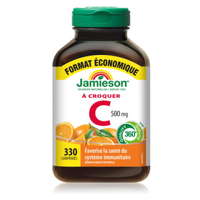 Comprimés à mâcher Vitamine C 500mg Jamieson, vue de face