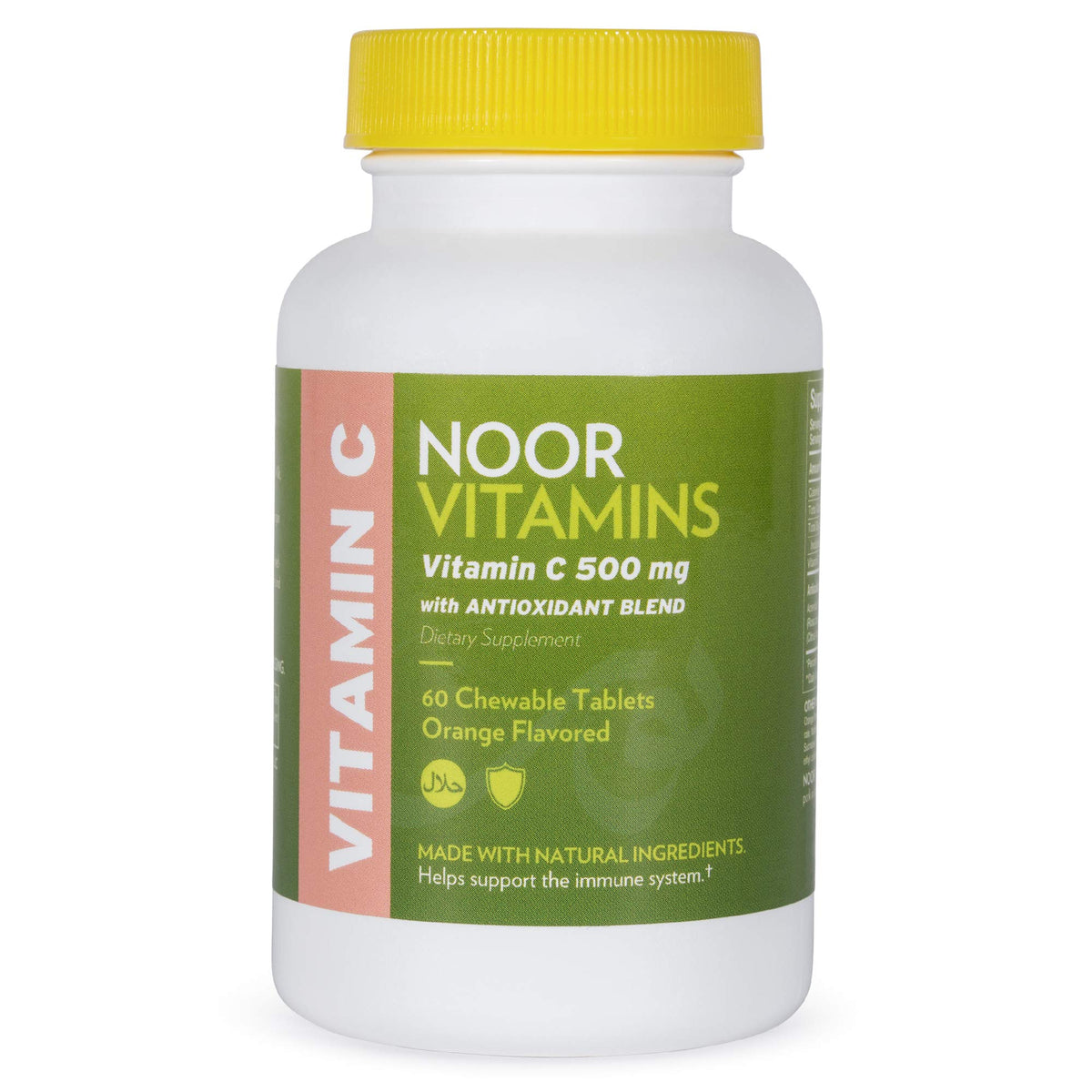 Comprimés à mâcher Vitamine C Halal Noor Vitamins 500 mg, vue de face