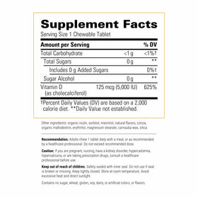Comprimés à mâcher Vitamine D3 125 mcg au chocolat, vue de côté
