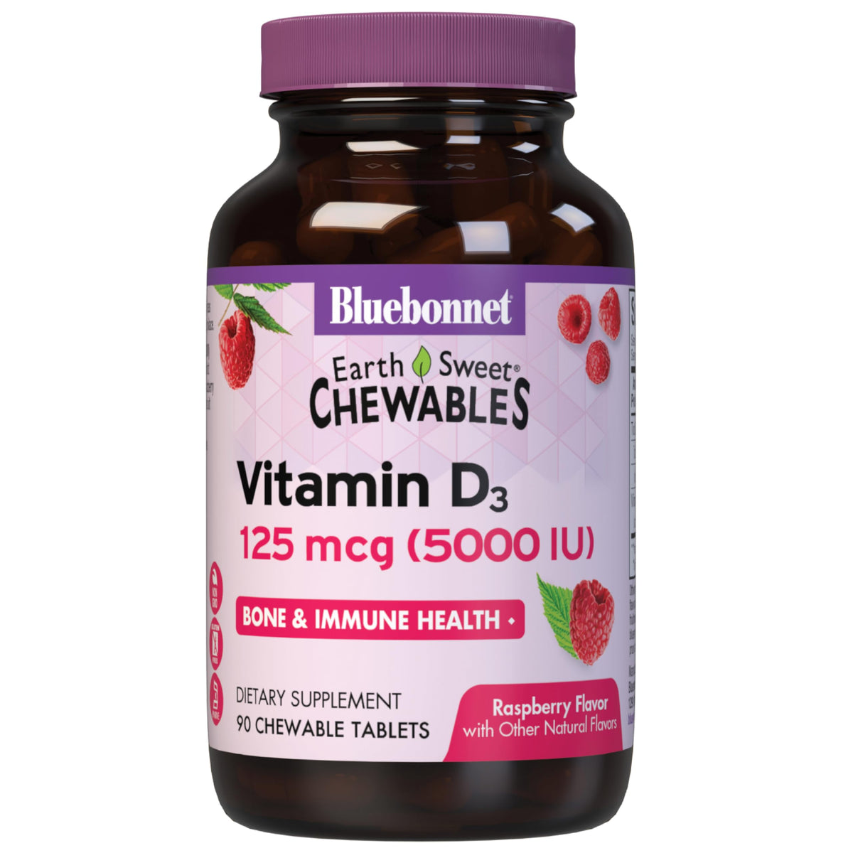 Comprimés à mâcher Vitamine D3 5000 IU BlueBonnet vue avant