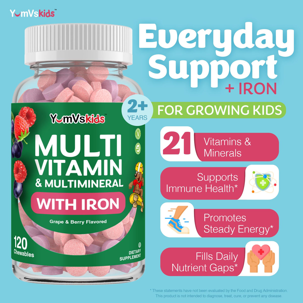 Comprimés à mâcher YUM-V'S Multivitamines pour Enfants saveur raisin