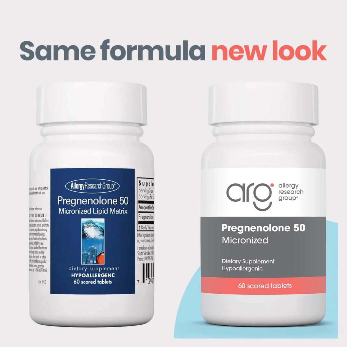 Comprimés Allergy Research Group Pregnenolone 50 mg avec un verre d'eau