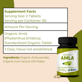 Comprimés Amla Bio ORGANIC SPREE 1200 mg, mise en scène sur une table en bois