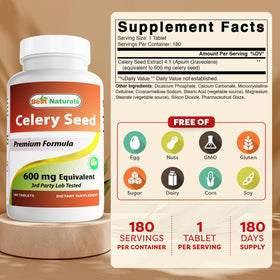 Comprimés Best Naturals Graines de Céleri sur une surface blanche