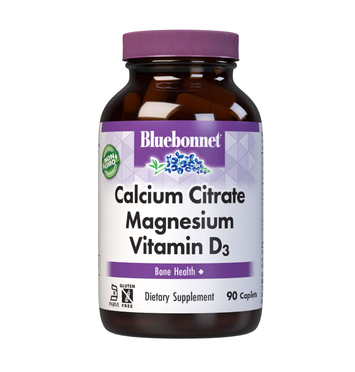 Comprimés Calcium Citrate Magnésium D3 de BlueBonnet, vue de face