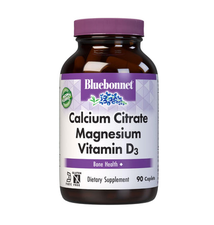 Comprimés Calcium Citrate Magnésium D3 de BlueBonnet, vue de face