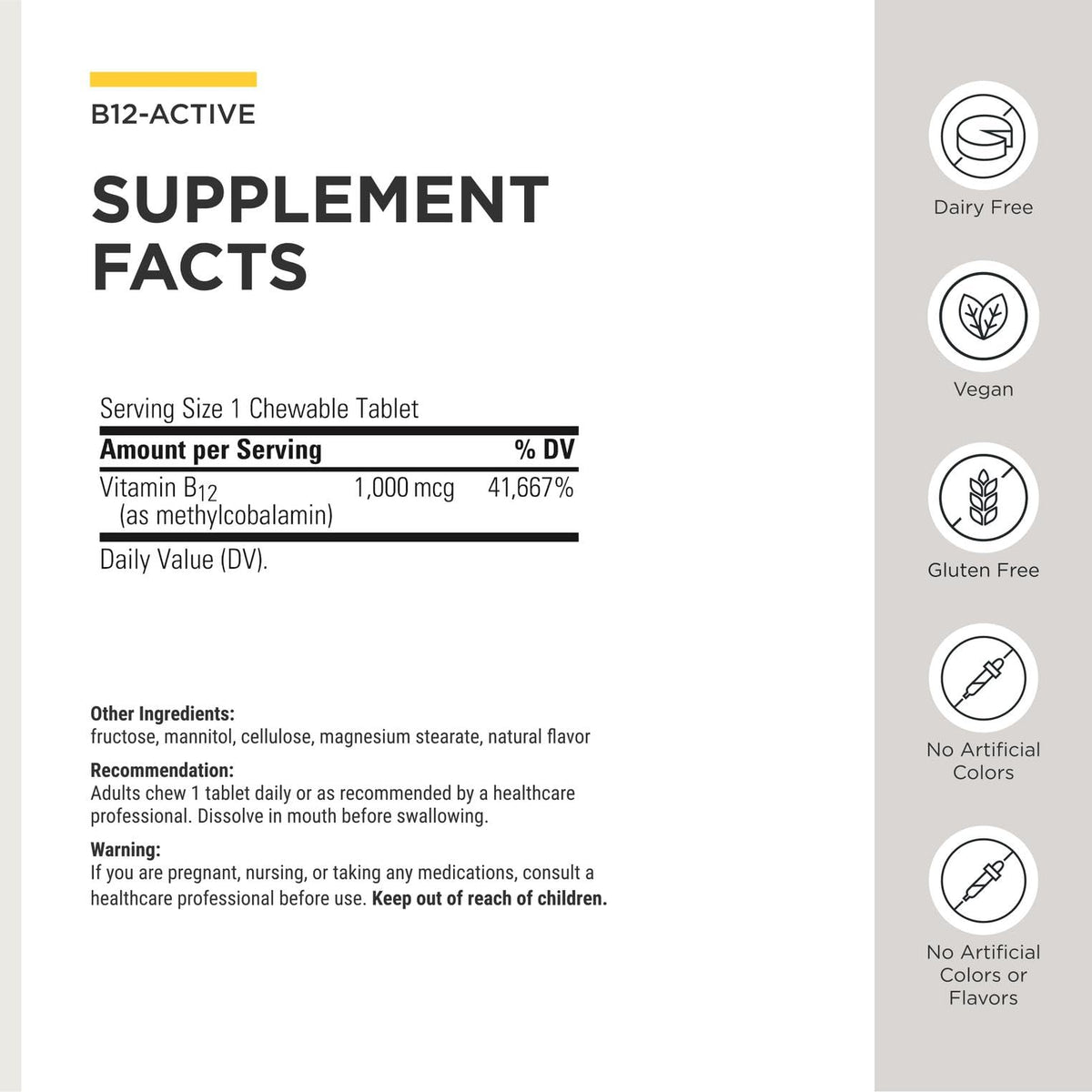 Comprimés cerise B-12 Active d'Integrative Therapeutics, vue de côté
