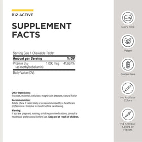 Comprimés cerise B-12 Active d'Integrative Therapeutics, vue de côté