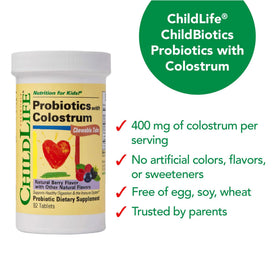 Comprimés ChildBiotics avec prébiotiques sur une table