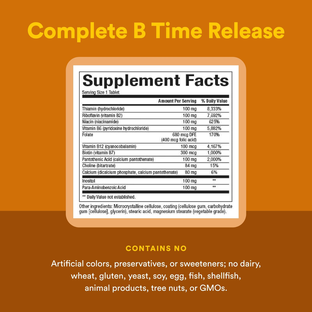 Comprimés Complète B 100 mg Natural Factors avec des ingrédients
