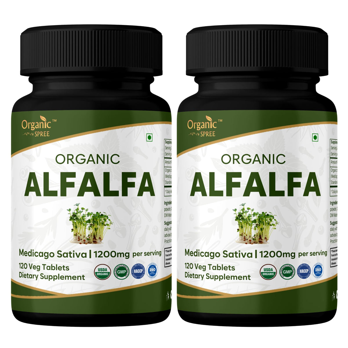 Comprimés d'Alfalfa ORGANIC SPREE en boîte de 120 comprimés