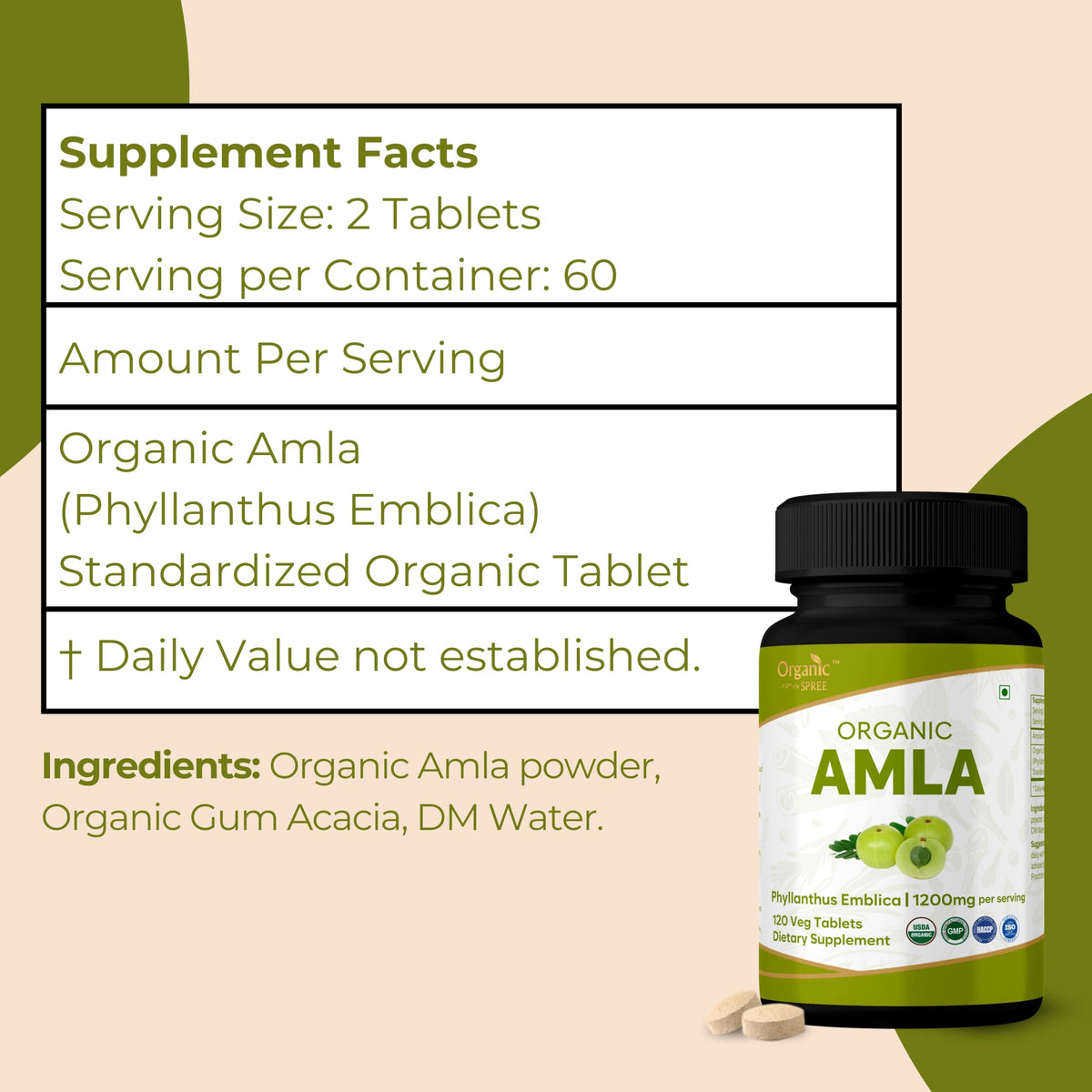 Comprimés d'Amla Bio ORGANIC SPREE avec des ingrédients naturels