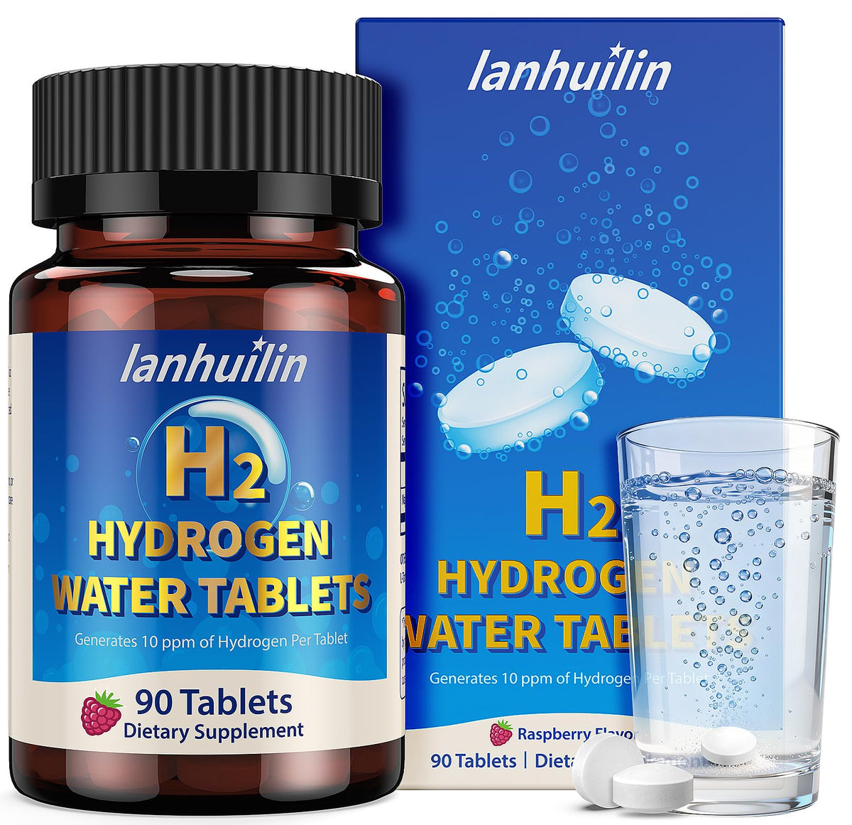 Comprimés d'eau hydrogénée lanhuilin 150mg magnésium, boîte de 90 tablettes