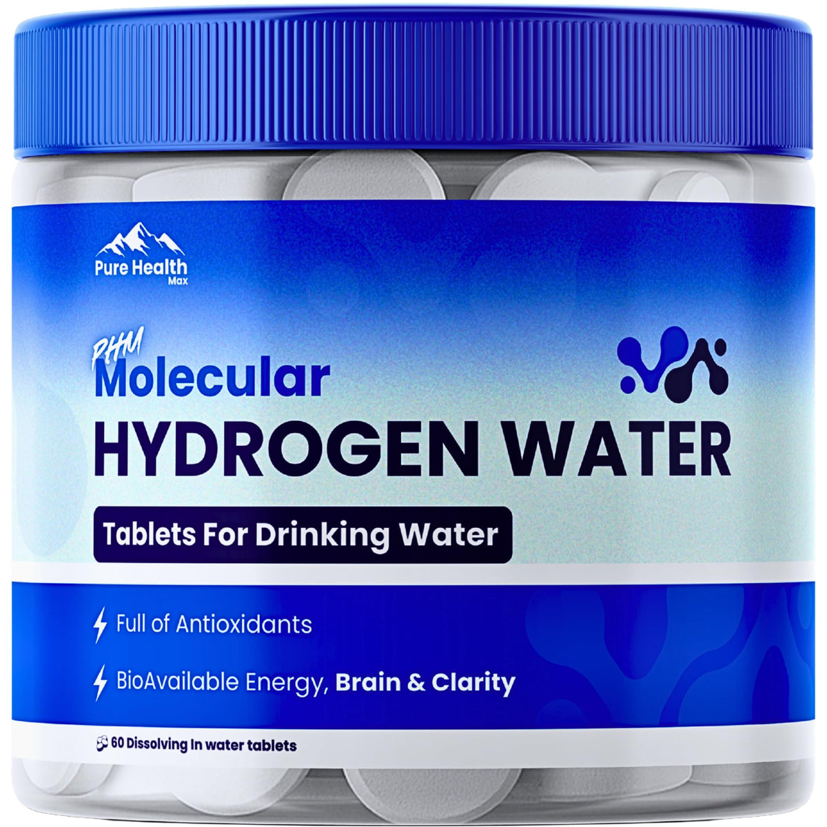 Comprimés d'eau hydrogénée PURE HEALTH MAX - vue avant