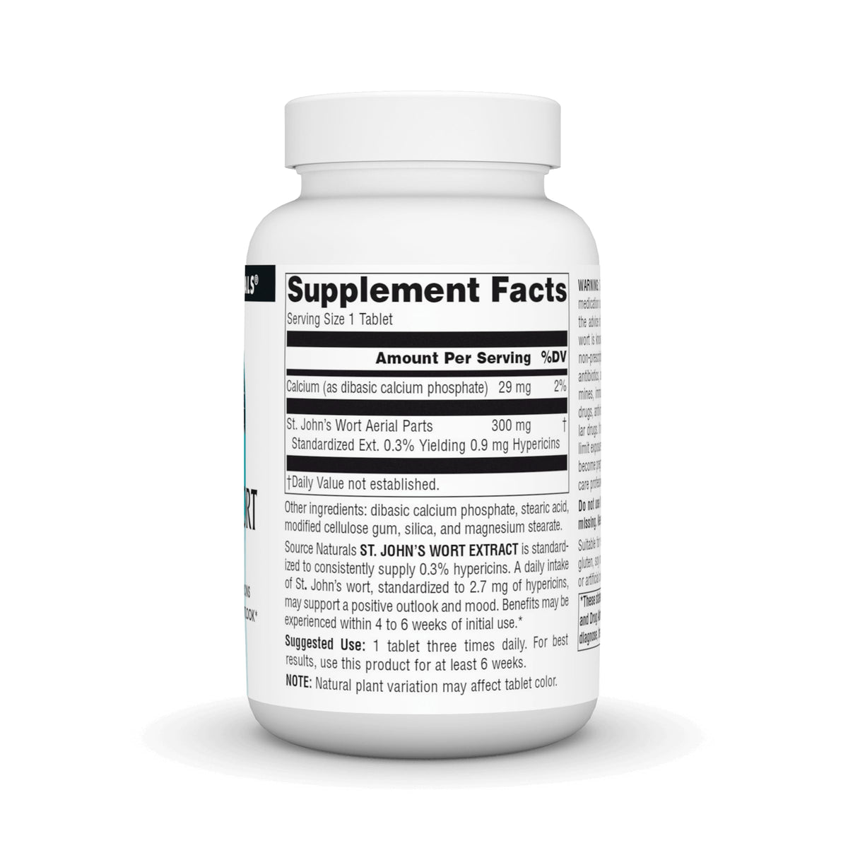 Comprimés d'Extrait de Millepertuis Source Naturals 300 mg, vue de dessus