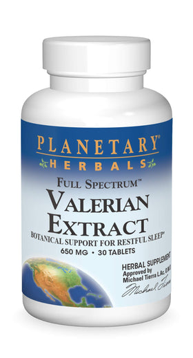 Comprimés d'extrait de valériane à spectre complet de Planetary Herbals