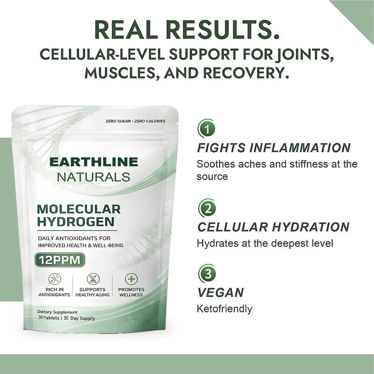 Comprimés d'hydrogène moléculaire Earthline Naturals dans la main
