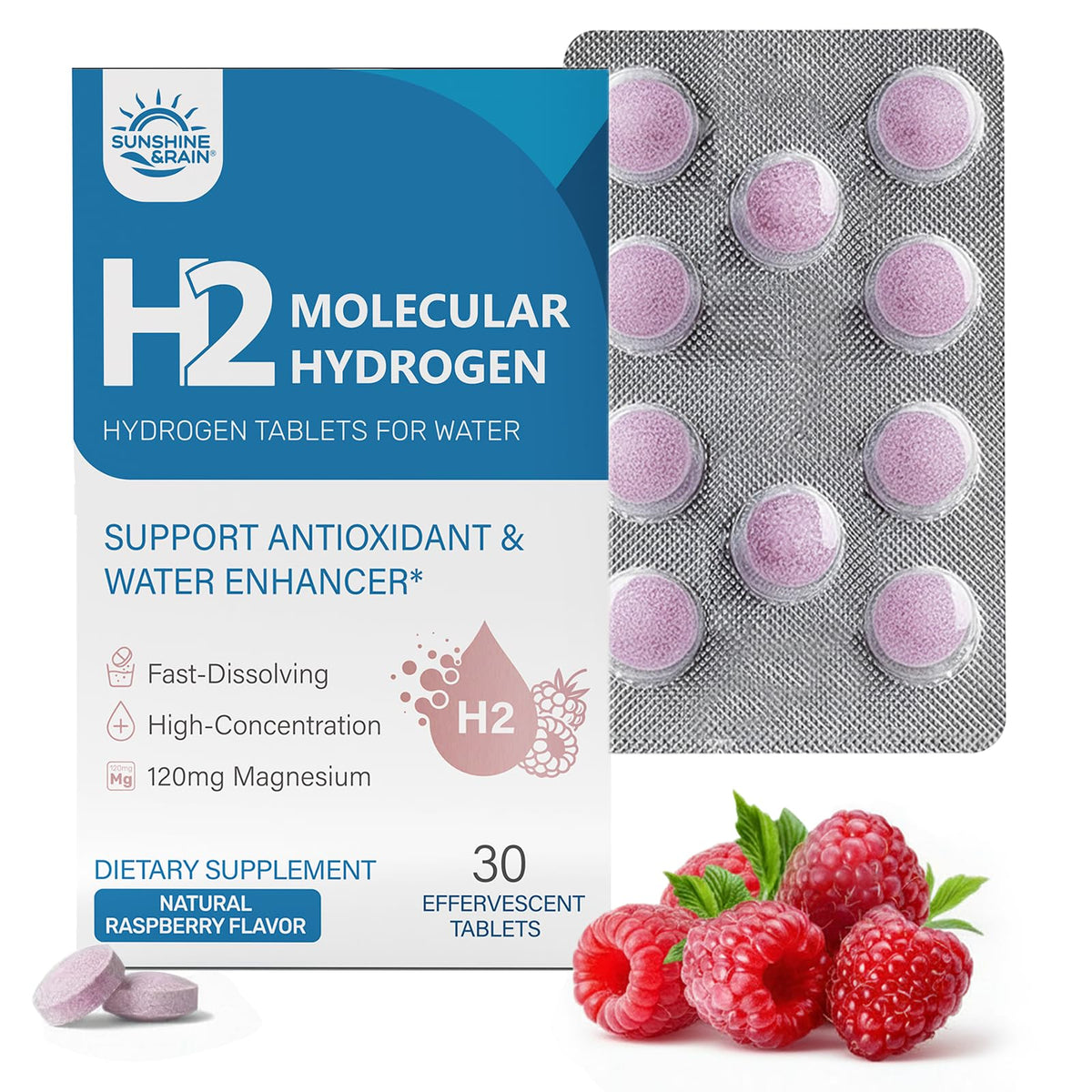 Comprimés d'hydrogène Sunshine & Rain 16 PPM en boîte