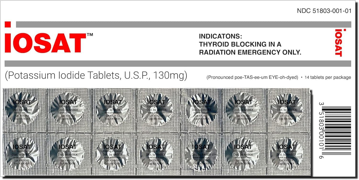 Comprimés d'iode potassium iOSAT 130 mg, boîte de 14 comprimés