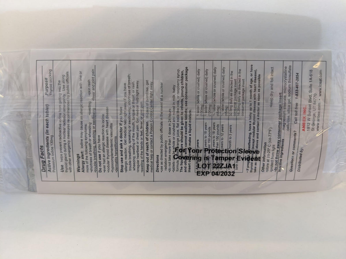 Comprimés d'iode potassium iOSAT sur une table